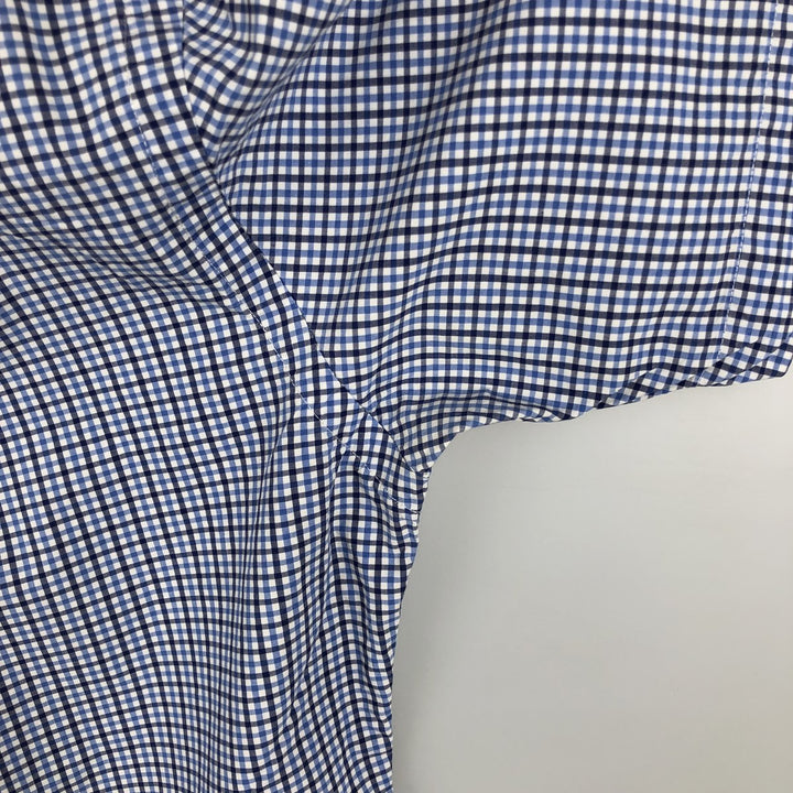 Ralph Lauren SLIM FIT Short-Sleeve Button-Down Check Shirt, Men's Size L (approx.) cotton blue type Vintage Second Hand