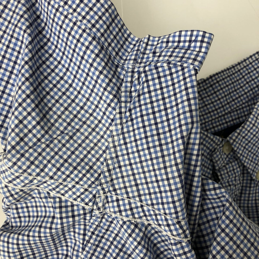 Ralph Lauren SLIM FIT Short-Sleeve Button-Down Check Shirt, Men's Size L (approx.) cotton blue type Vintage Second Hand