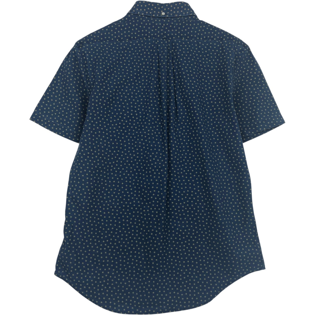 Ralph Lauren Slim Fit Star Pattern Short-Sleeve Button-Down Shirt, Men's Size M (approx.) cotton navy blue type Vintage Second Hand