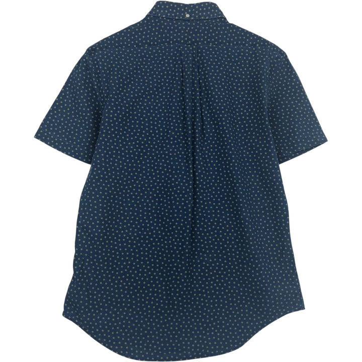 Ralph Lauren Slim Fit Star Pattern Short-Sleeve Button-Down Shirt, Men's Size M (approx.) cotton navy blue type Vintage Second Hand