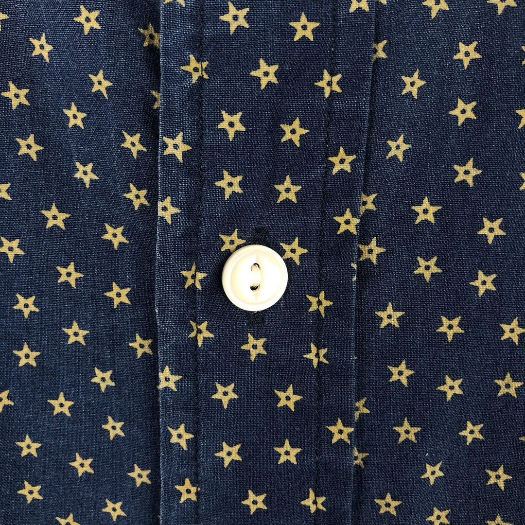 Ralph Lauren Slim Fit Star Pattern Short-Sleeve Button-Down Shirt, Men's Size M (approx.) cotton navy blue type Vintage Second Hand