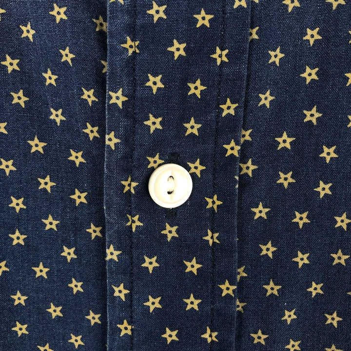 Ralph Lauren Slim Fit Star Pattern Short-Sleeve Button-Down Shirt, Men's Size M (approx.) cotton navy blue type Vintage Second Hand