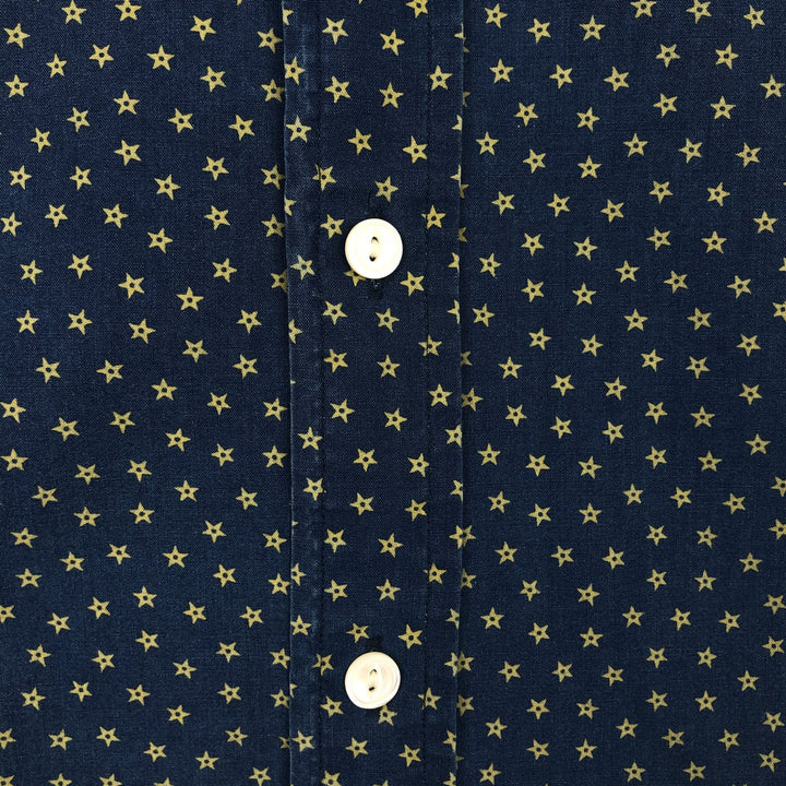 Ralph Lauren Slim Fit Star Pattern Short-Sleeve Button-Down Shirt, Men's Size M (approx.) cotton navy blue type Vintage Second Hand
