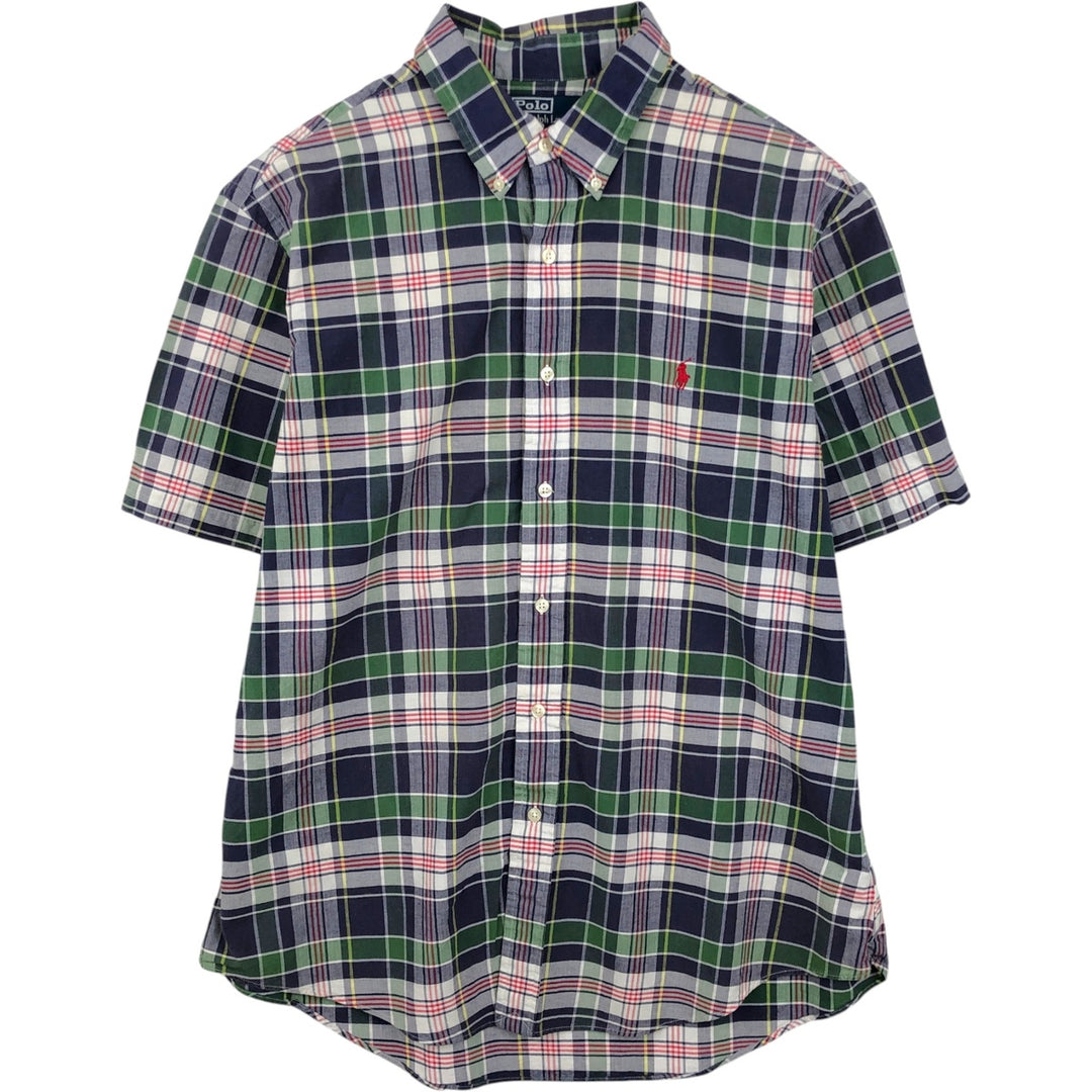 Ralph Lauren POLO by Ralph Lauren short sleeve button down check shirt men's XL size cotton navy blue type Vintage Second Hand