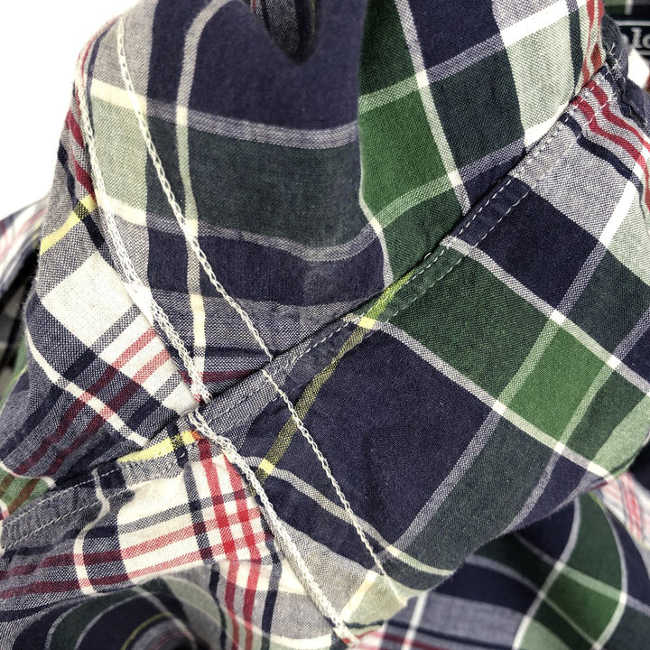 Ralph Lauren POLO by Ralph Lauren short sleeve button down check shirt men's XL size cotton navy blue type Vintage Second Hand