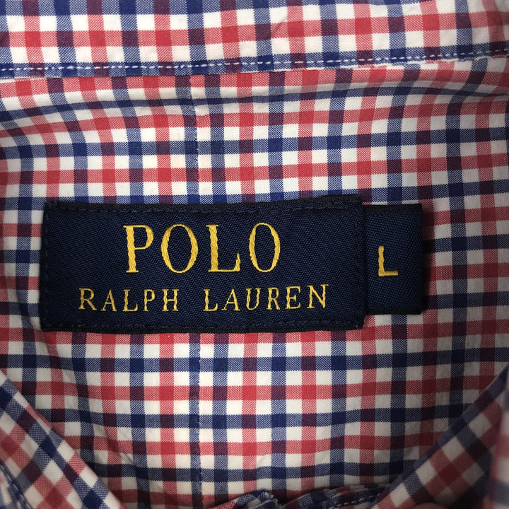 Ralph Lauren POLO RALPH LAUREN Gingham check short sleeve button down check shirt Men's L size cotton red type Vintage Second Hand