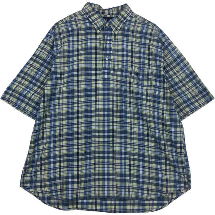 Ralph Lauren PURCELL Madras Check Short-Sleeve Button-Down Check Shirt, Men's Size XXL (approx.) cotton blue type Vintage Second Hand