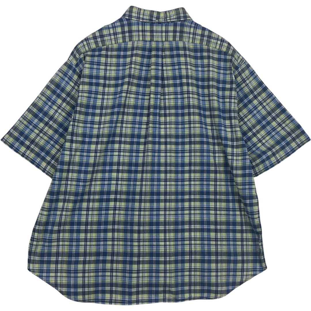 Ralph Lauren PURCELL Madras Check Short-Sleeve Button-Down Check Shirt, Men's Size XXL (approx.) cotton blue type Vintage Second Hand