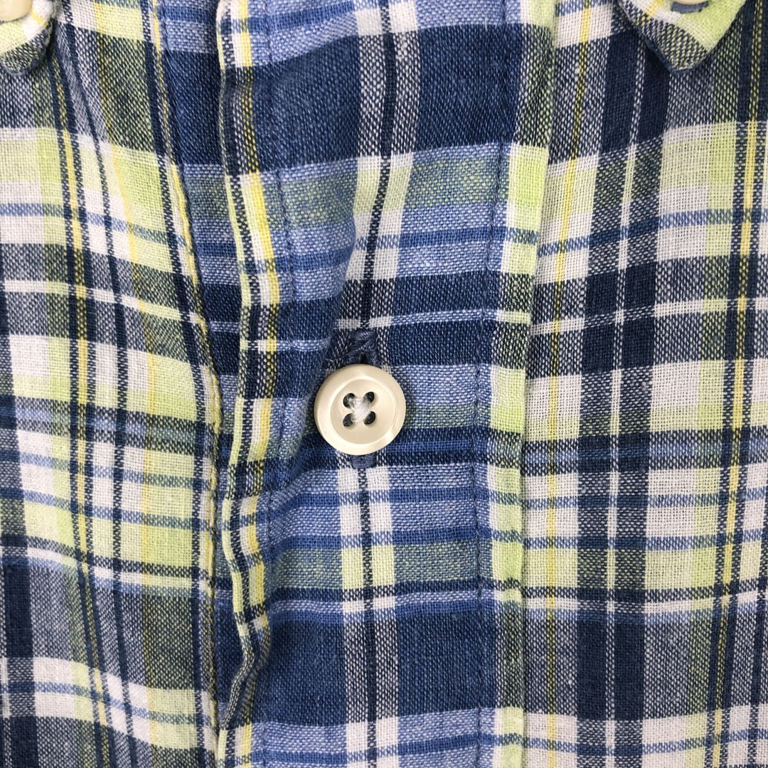 Ralph Lauren PURCELL Madras Check Short-Sleeve Button-Down Check Shirt, Men's Size XXL (approx.) cotton blue type Vintage Second Hand