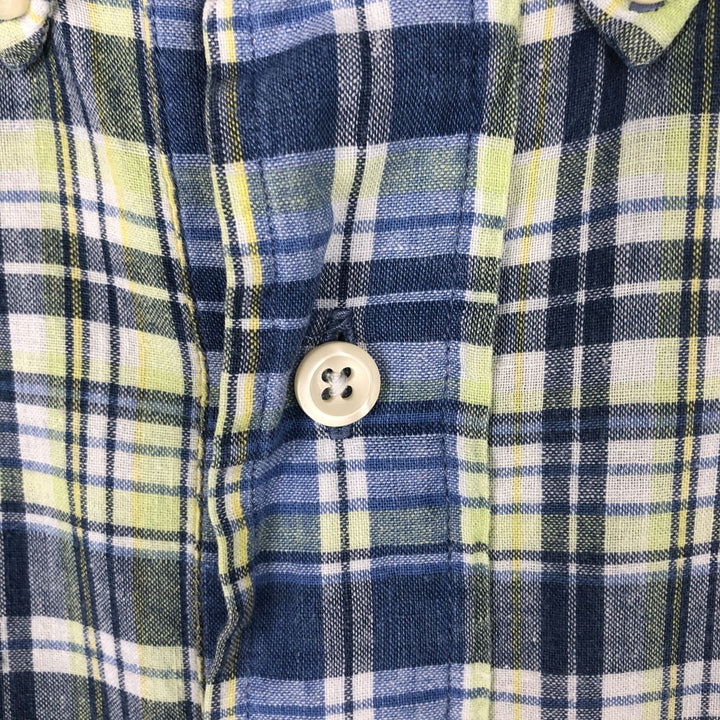 Ralph Lauren PURCELL Madras Check Short-Sleeve Button-Down Check Shirt, Men's Size XXL (approx.) cotton blue type Vintage Second Hand