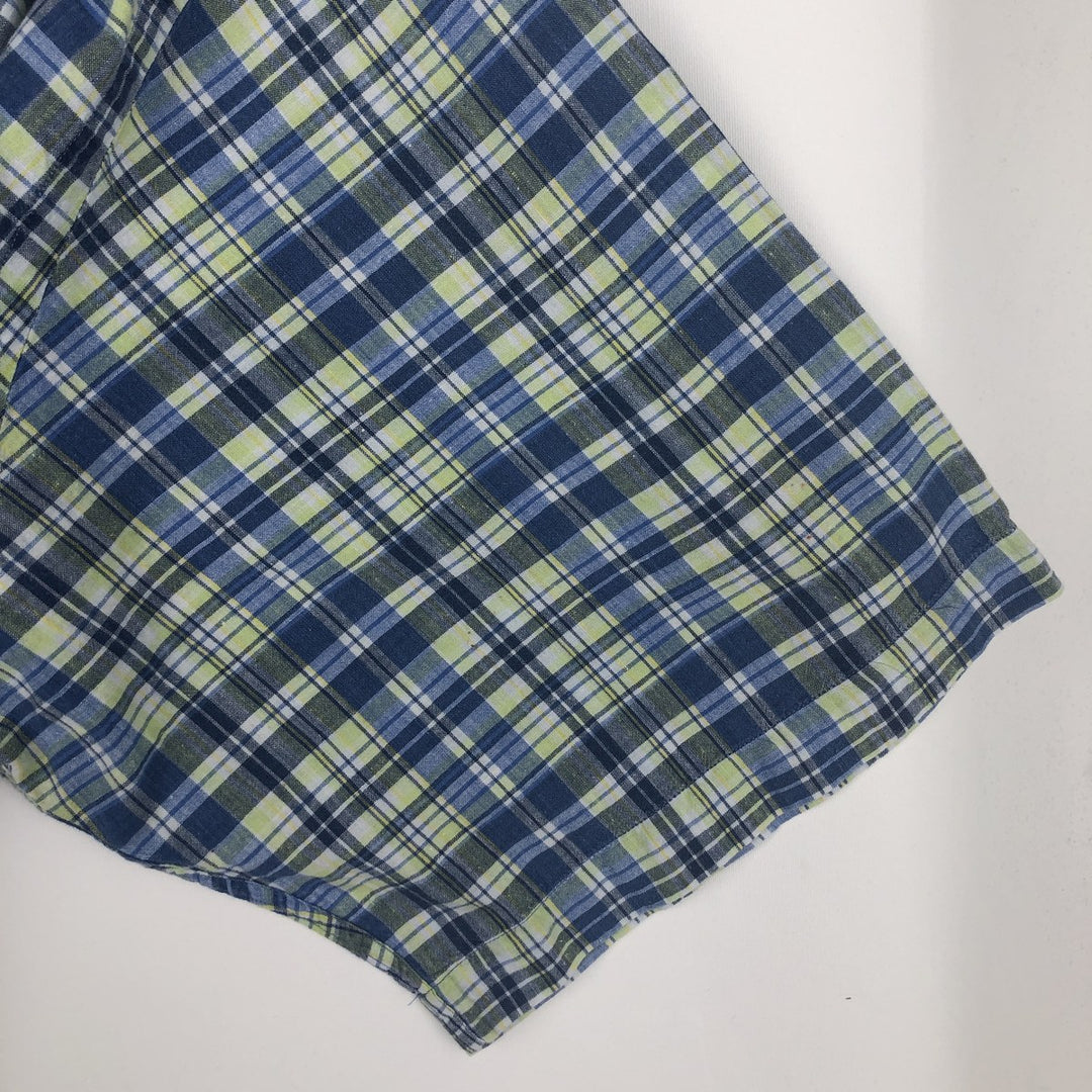 Ralph Lauren PURCELL Madras Check Short-Sleeve Button-Down Check Shirt, Men's Size XXL (approx.) cotton blue type Vintage Second Hand