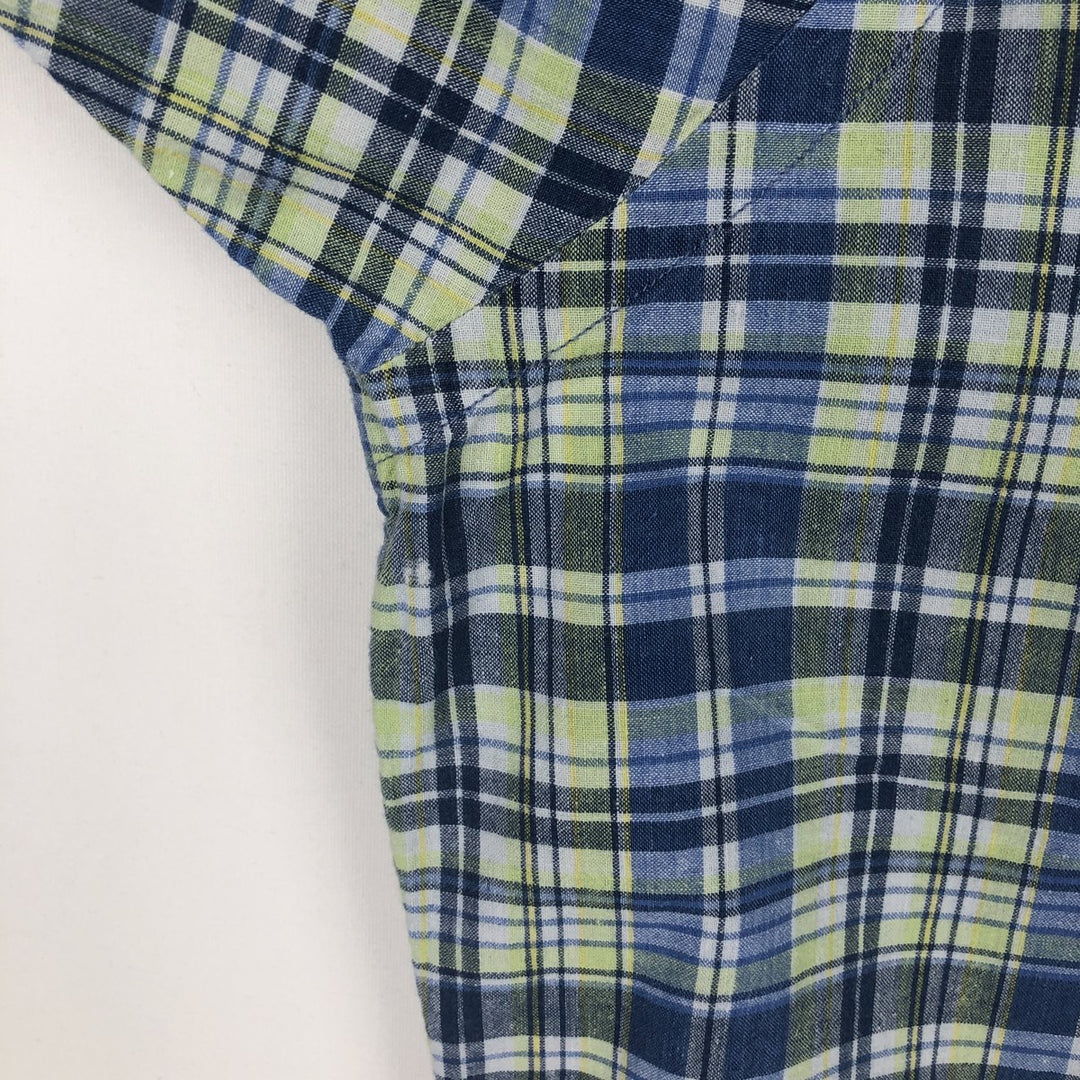 Ralph Lauren PURCELL Madras Check Short-Sleeve Button-Down Check Shirt, Men's Size XXL (approx.) cotton blue type Vintage Second Hand