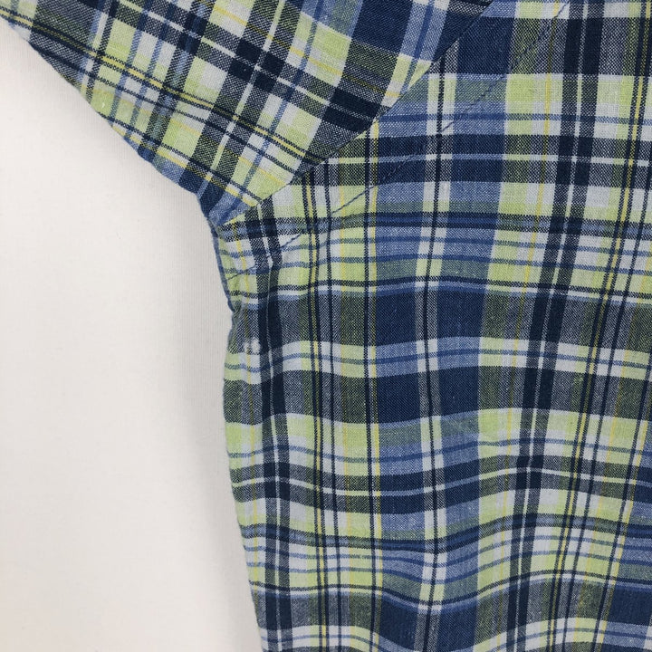 Ralph Lauren PURCELL Madras Check Short-Sleeve Button-Down Check Shirt, Men's Size XXL (approx.) cotton blue type Vintage Second Hand