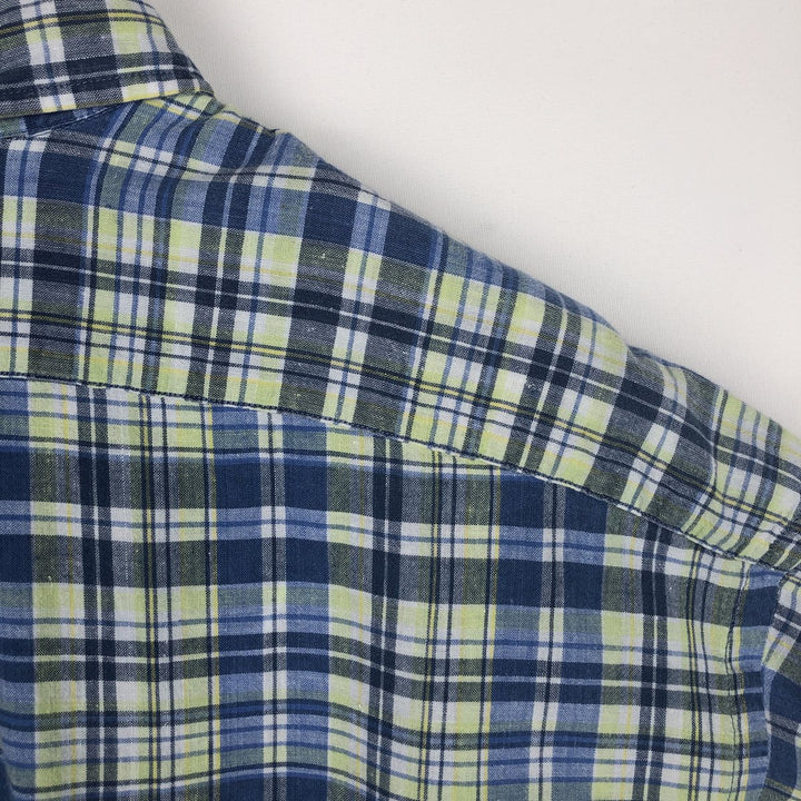 Ralph Lauren PURCELL Madras Check Short-Sleeve Button-Down Check Shirt, Men's Size XXL (approx.) cotton blue type Vintage Second Hand