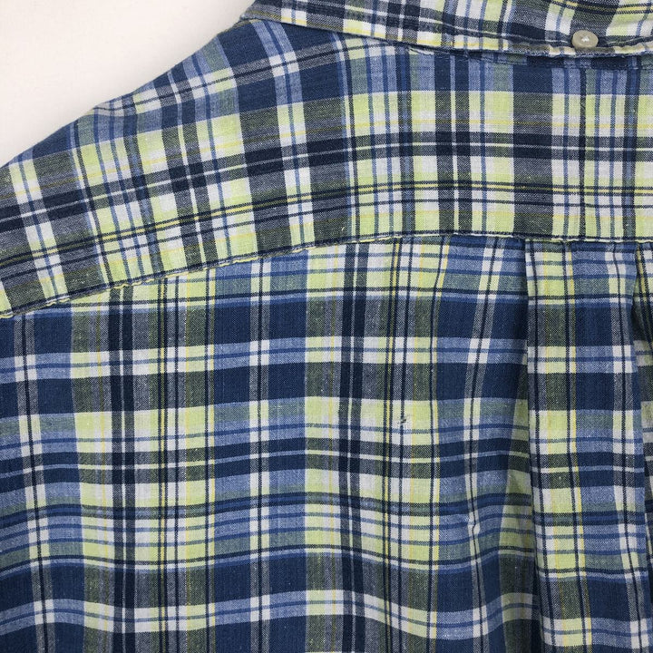 Ralph Lauren PURCELL Madras Check Short-Sleeve Button-Down Check Shirt, Men's Size XXL (approx.) cotton blue type Vintage Second Hand