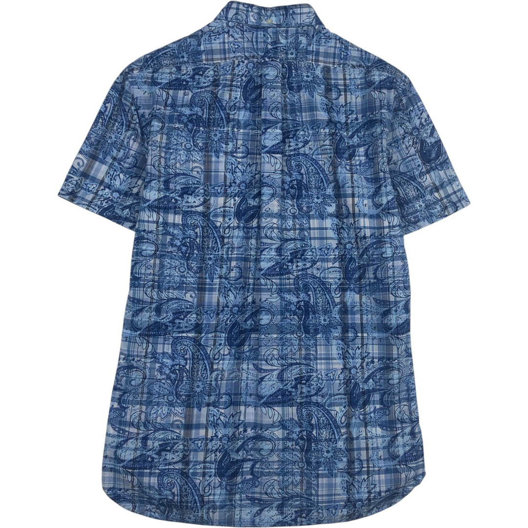 Ralph Lauren SLIM FIT Check Pattern Paisley Pattern Short Sleeve Button-Down Shirt Men's Size M (approx.) unclear blue type Vintage Second Hand