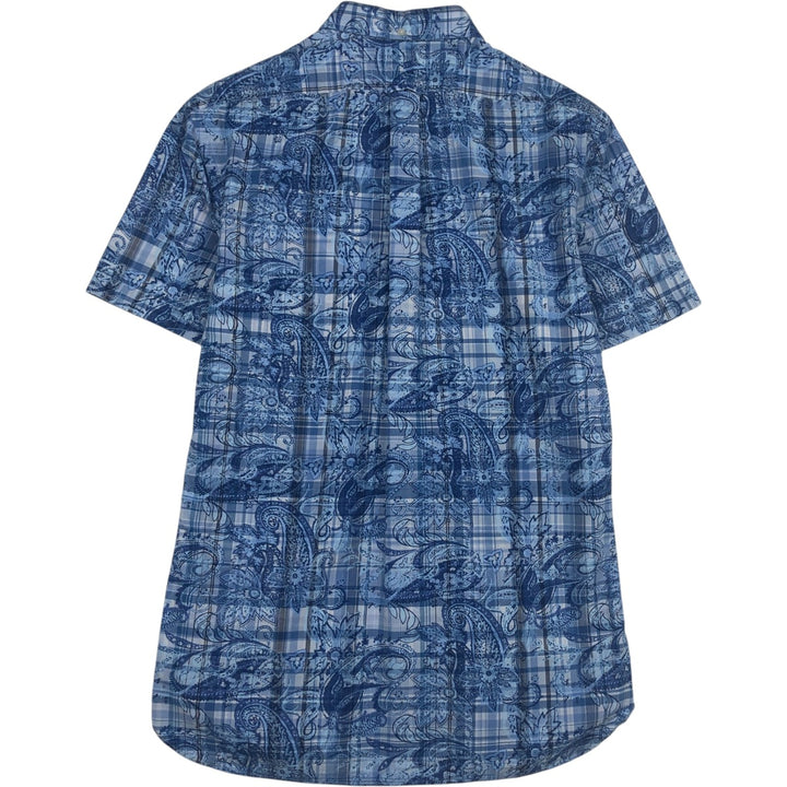 Ralph Lauren SLIM FIT Check Pattern Paisley Pattern Short Sleeve Button-Down Shirt Men's Size M (approx.) unclear blue type Vintage Second Hand