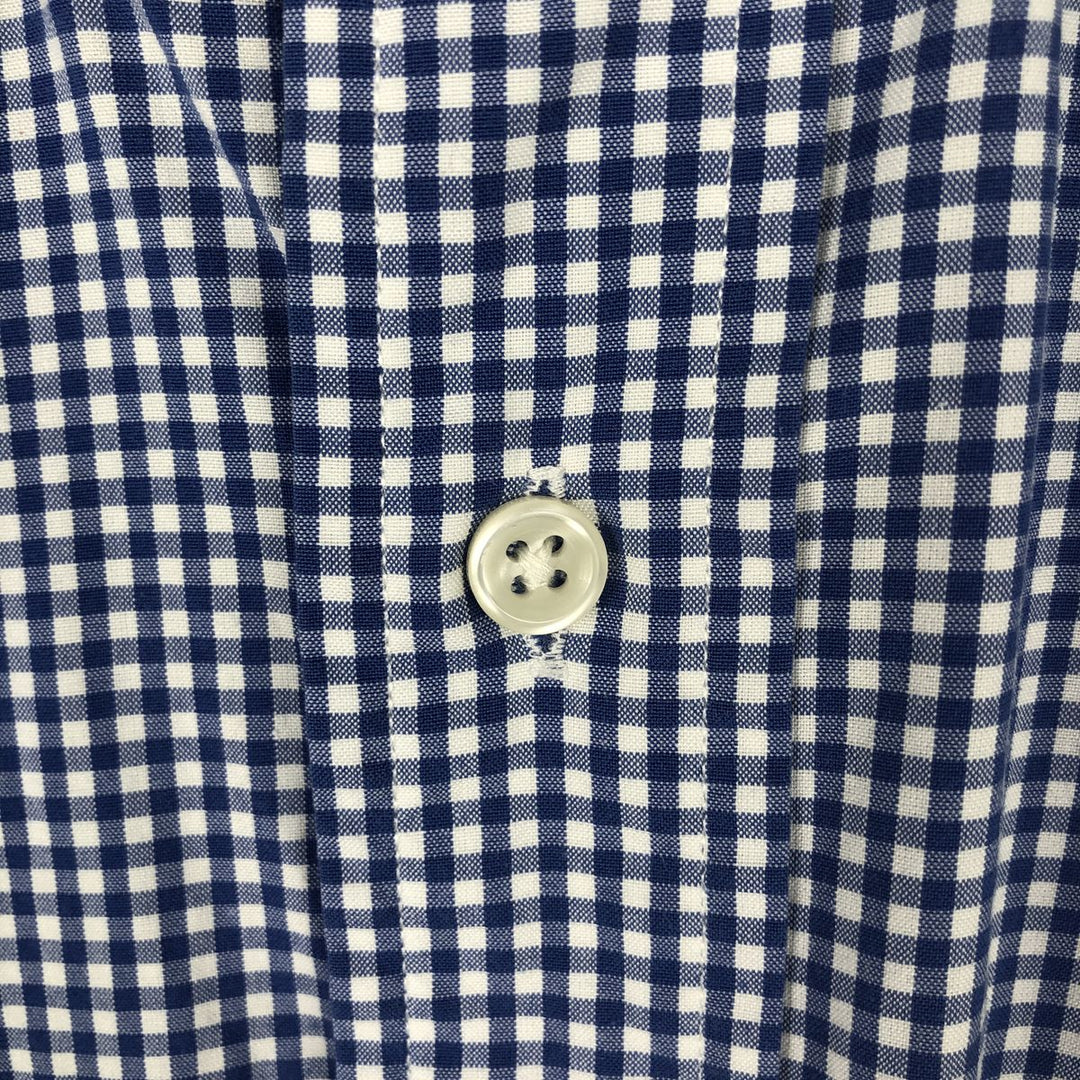 Ralph Lauren CUSTOM FIT Gingham Check Short-Sleeve Button-Down Check Shirt, Men's Size M (approx.) cotton blue type Vintage Second Hand
