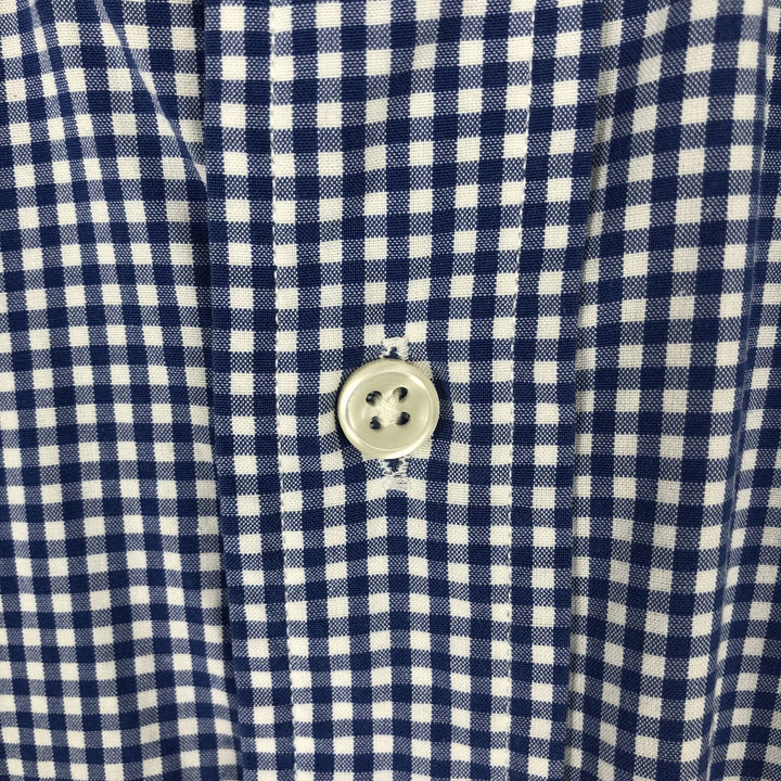 Ralph Lauren CUSTOM FIT Gingham Check Short-Sleeve Button-Down Check Shirt, Men's Size M (approx.) cotton blue type Vintage Second Hand