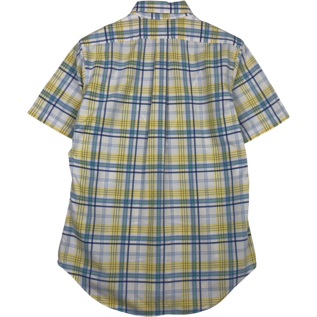 Ralph Lauren CLASSIC FIT Madras check short-sleeved button-down check shirt, men's size S (approx.) unclear yellow type Vintage Second Hand