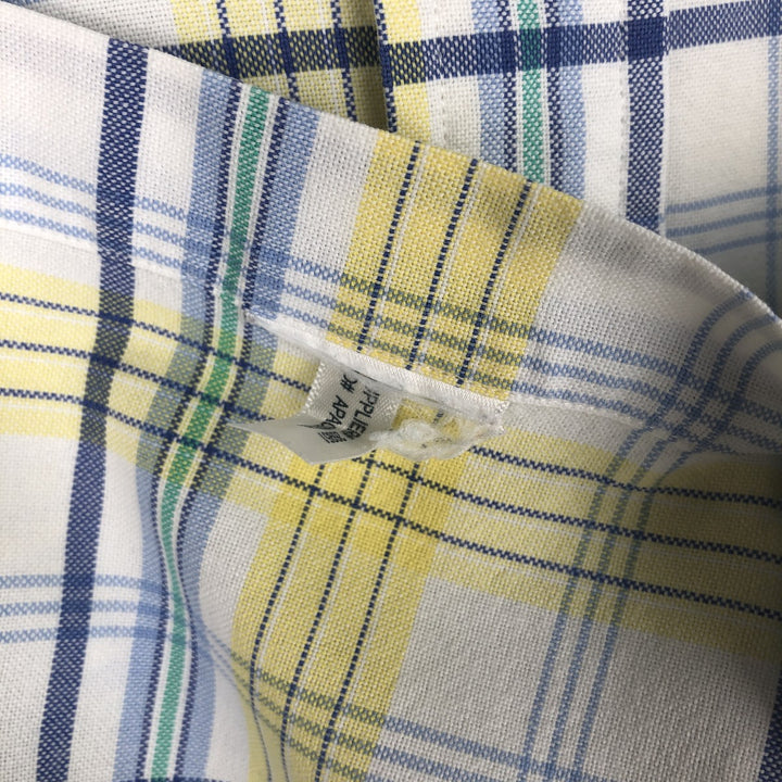 Ralph Lauren CLASSIC FIT Madras check short-sleeved button-down check shirt, men's size S (approx.) unclear yellow type Vintage Second Hand