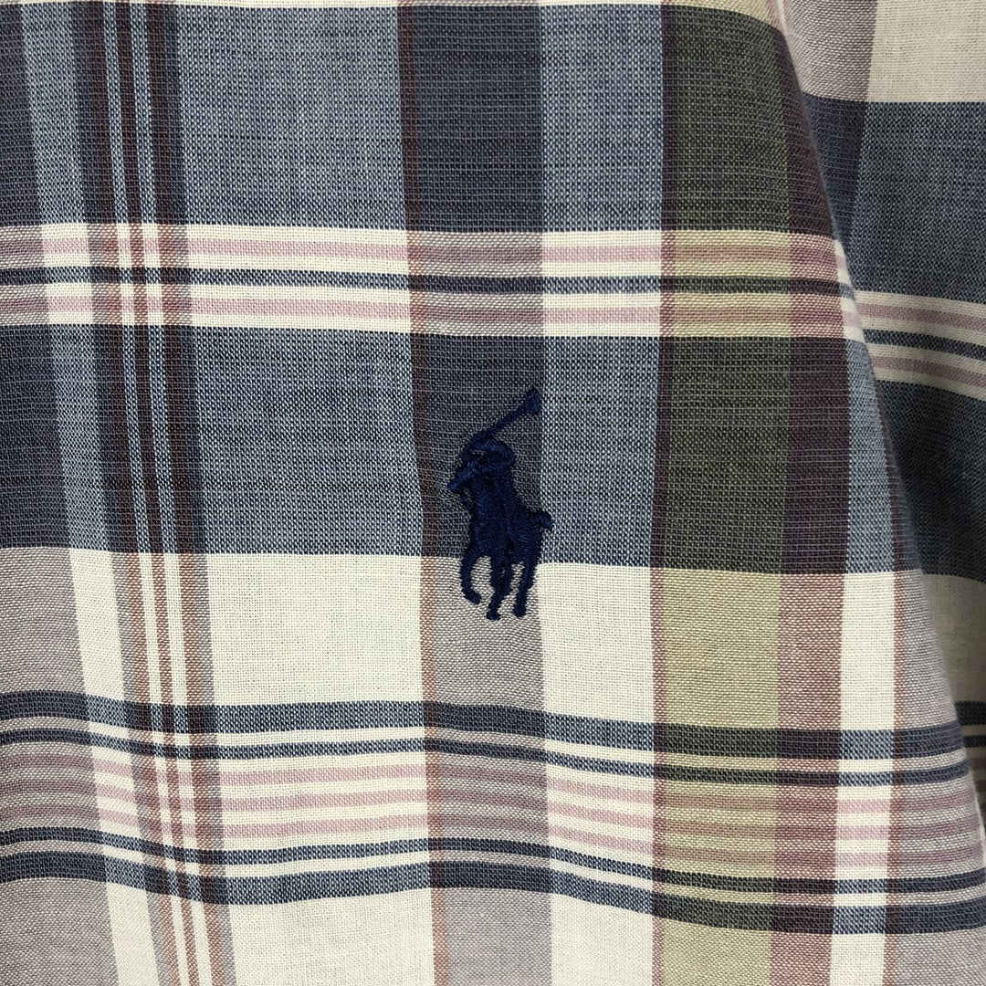 Ralph Lauren POLO RALPH LAUREN CLASSIC FIT Short-Sleeve Button-Down Check Shirt, Men's Size XL (approx.) cotton Beige type Vintage Second Hand