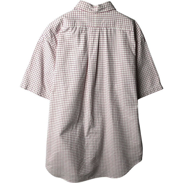 Ralph Lauren Classic Fit Gingham Check Short Sleeve Button Down Check Shirt Men's Size L cotton white type Vintage Second Hand