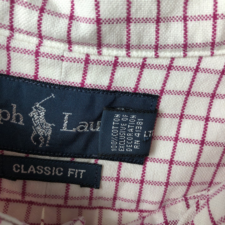 Ralph Lauren Classic Fit Gingham Check Short Sleeve Button Down Check Shirt Men's Size L cotton white type Vintage Second Hand