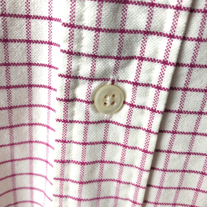 Ralph Lauren Classic Fit Gingham Check Short Sleeve Button Down Check Shirt Men's Size L cotton white type Vintage Second Hand