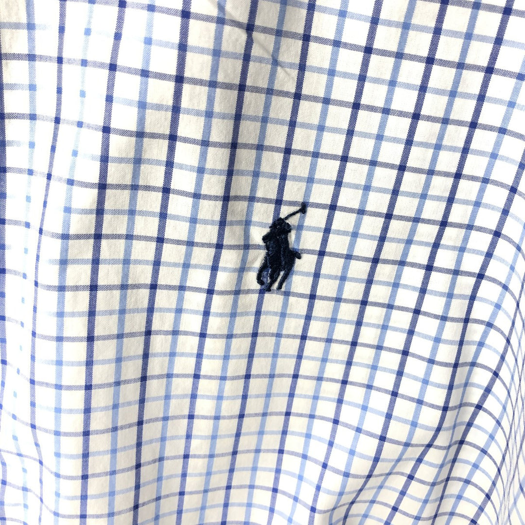 Ralph Lauren Classic Fit Gingham Check Short Sleeve Button Down Check Shirt Men's Size L cotton blue type Vintage Second Hand