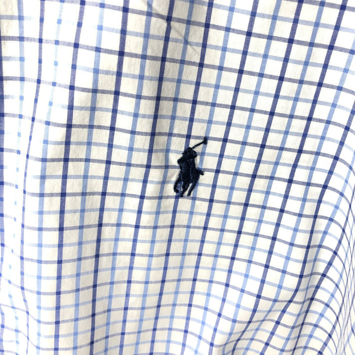 Ralph Lauren Classic Fit Gingham Check Short Sleeve Button Down Check Shirt Men's Size L cotton blue type Vintage Second Hand