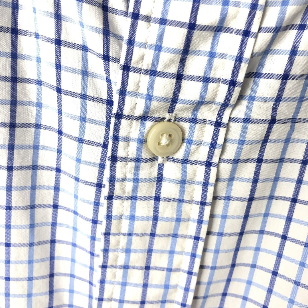 Ralph Lauren Classic Fit Gingham Check Short Sleeve Button Down Check Shirt Men's Size L cotton blue type Vintage Second Hand