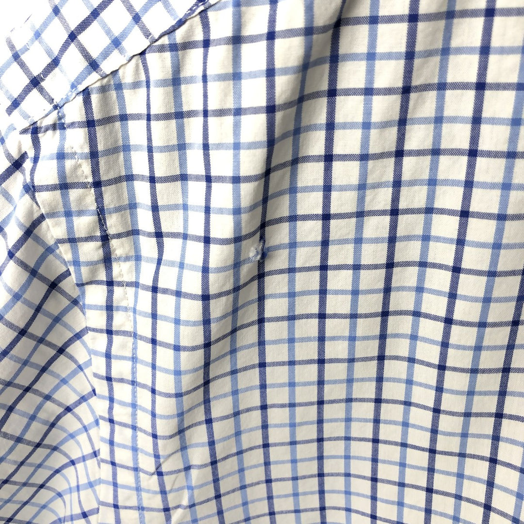 Ralph Lauren Classic Fit Gingham Check Short Sleeve Button Down Check Shirt Men's Size L cotton blue type Vintage Second Hand