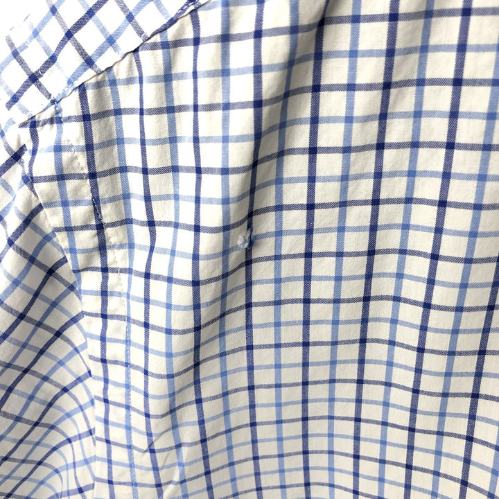 Ralph Lauren Classic Fit Gingham Check Short Sleeve Button Down Check Shirt Men's Size L cotton blue type Vintage Second Hand