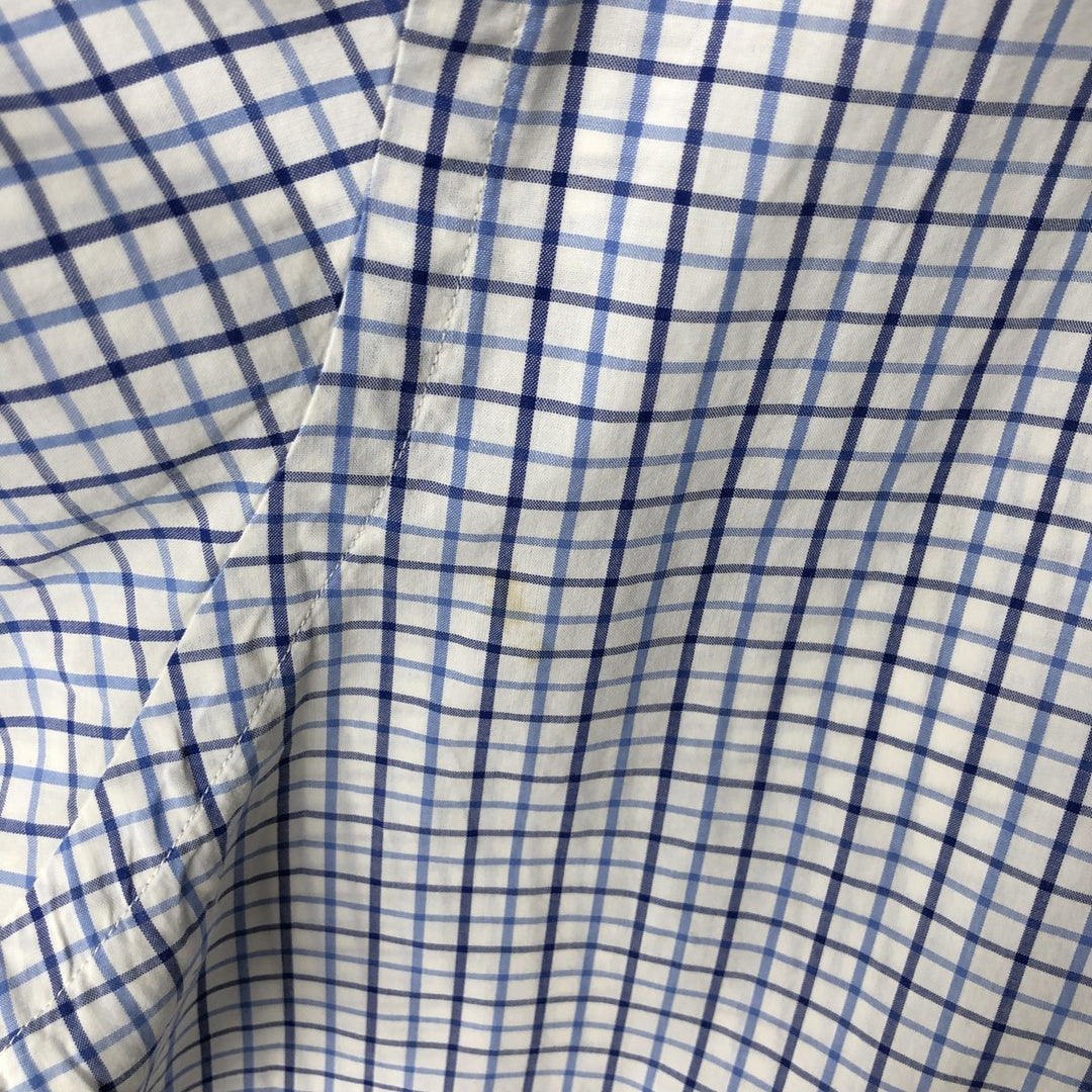 Ralph Lauren Classic Fit Gingham Check Short Sleeve Button Down Check Shirt Men's Size L cotton blue type Vintage Second Hand