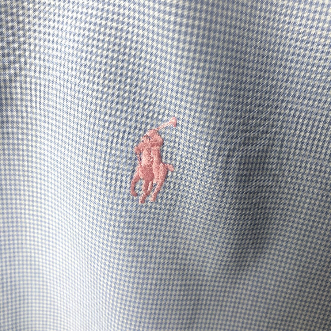 Ralph Lauren BLAKE short sleeve button down check shirt, men's size L cotton Blue type light blue Vintage Second Hand