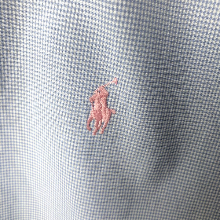 Ralph Lauren BLAKE short sleeve button down check shirt, men's size L cotton Blue type light blue Vintage Second Hand
