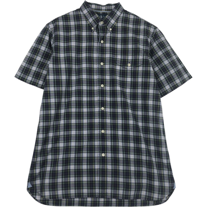 Ralph Lauren CUSTOM FIT short sleeve button down check shirt men's M size unclear navy blue type Vintage Second Hand