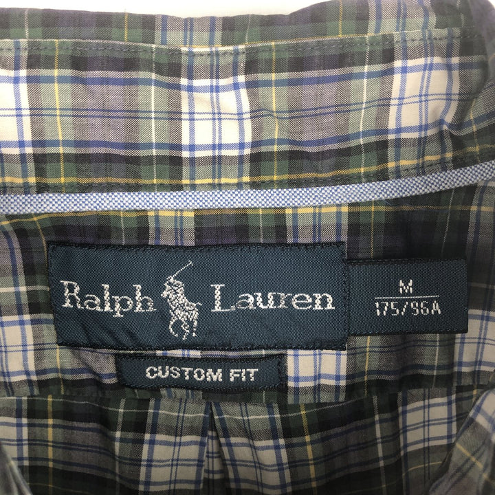 Ralph Lauren CUSTOM FIT short sleeve button down check shirt men's M size unclear navy blue type Vintage Second Hand