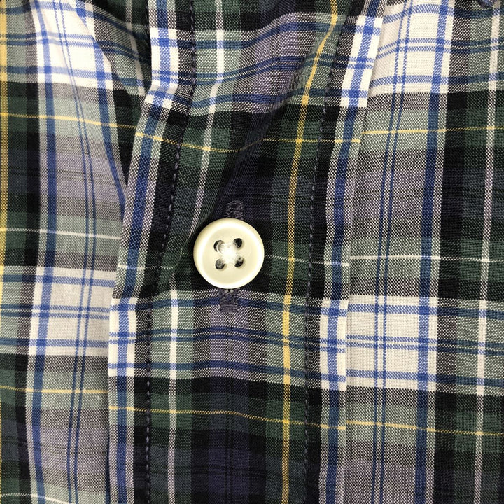 Ralph Lauren CUSTOM FIT short sleeve button down check shirt men's M size unclear navy blue type Vintage Second Hand