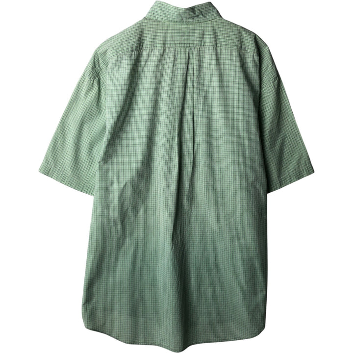 Ralph Lauren BLAKE short sleeve button down check shirt, men's size L cotton Mint green Vintage Second Hand