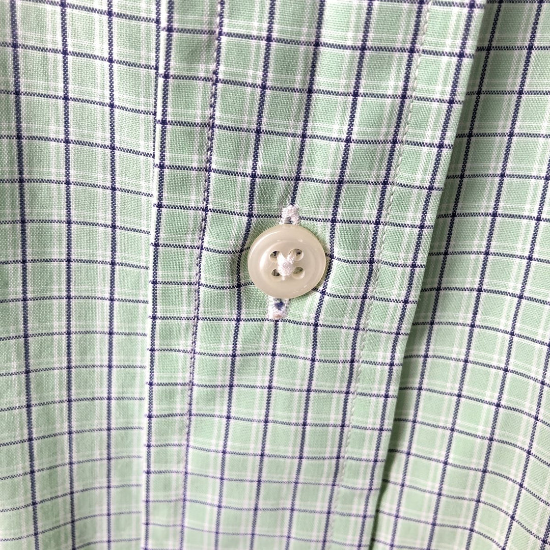 Ralph Lauren BLAKE short sleeve button down check shirt, men's size L cotton Mint green Vintage Second Hand