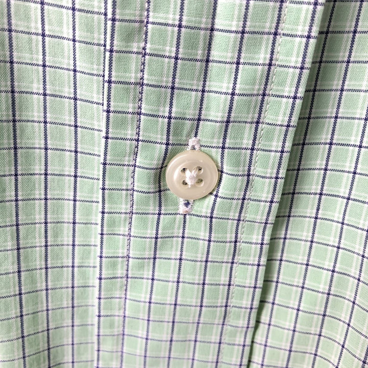 Ralph Lauren BLAKE short sleeve button down check shirt, men's size L cotton Mint green Vintage Second Hand