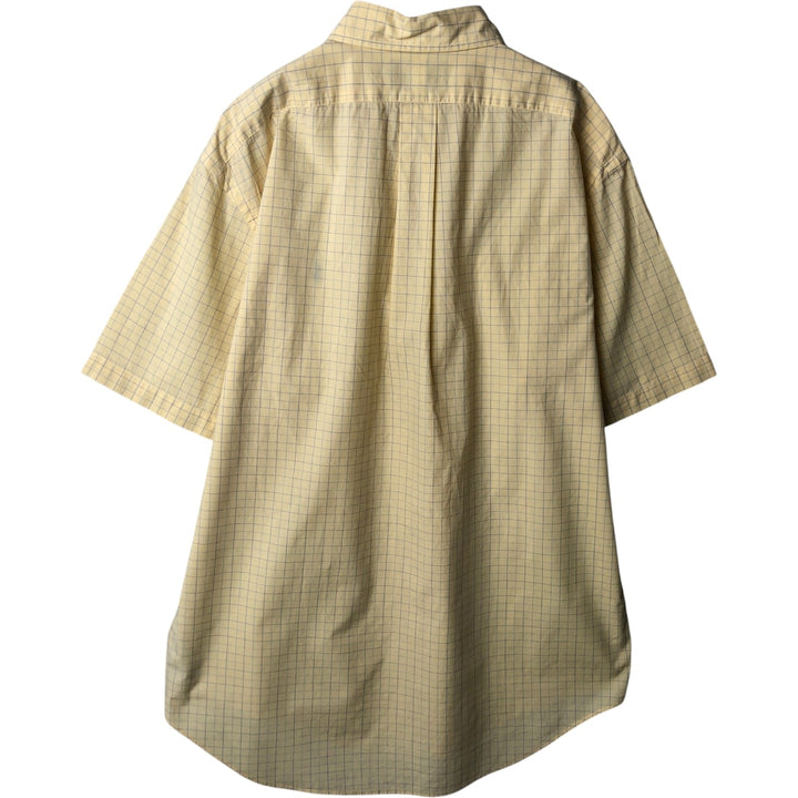 Ralph Lauren POLO by Ralph Lauren YARMOUTH Short-Sleeve Button-Down Check Shirt, Men's Size L (approx.) cotton yellow type Vintage Second Hand