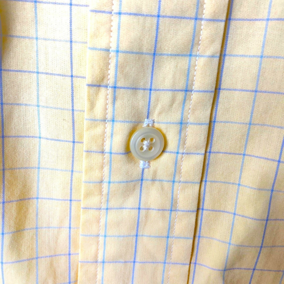 Ralph Lauren POLO by Ralph Lauren YARMOUTH Short-Sleeve Button-Down Check Shirt, Men's Size L (approx.) cotton yellow type Vintage Second Hand