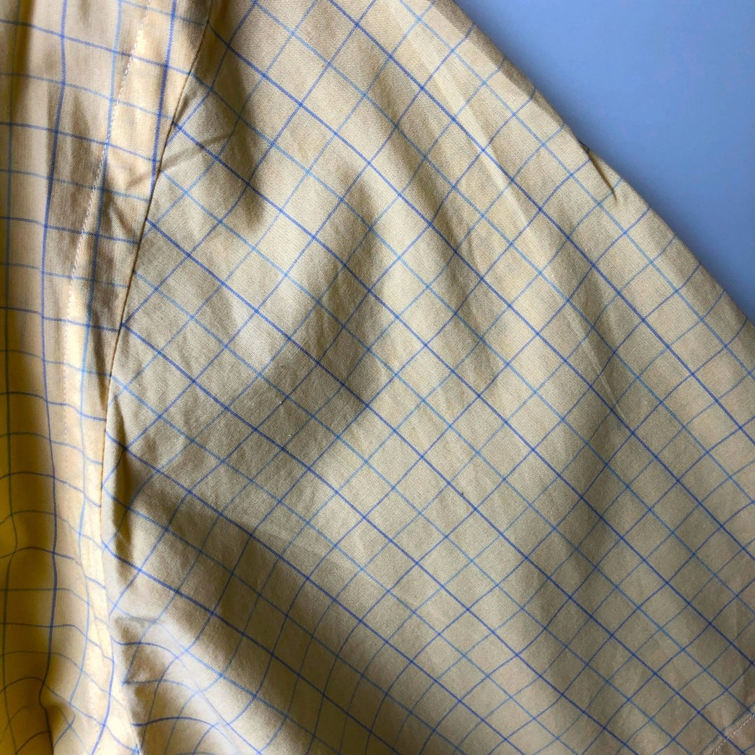 Ralph Lauren POLO by Ralph Lauren YARMOUTH Short-Sleeve Button-Down Check Shirt, Men's Size L (approx.) cotton yellow type Vintage Second Hand