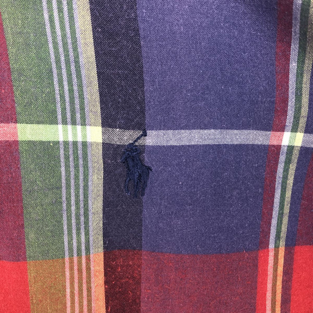 Ralph Lauren BLAKE short sleeve button down check shirt, men's size M cotton Purple type red-purple Vintage Second Hand