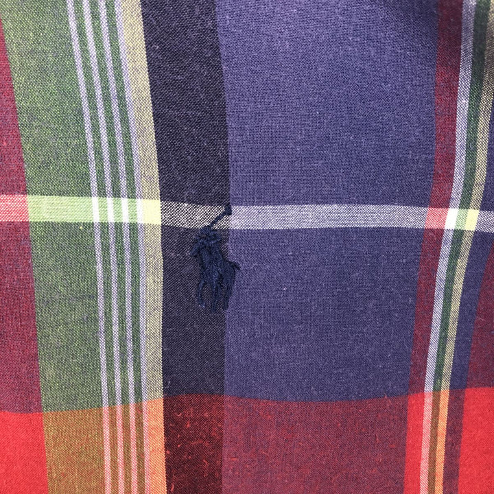 Ralph Lauren BLAKE short sleeve button down check shirt, men's size M cotton Purple type red-purple Vintage Second Hand
