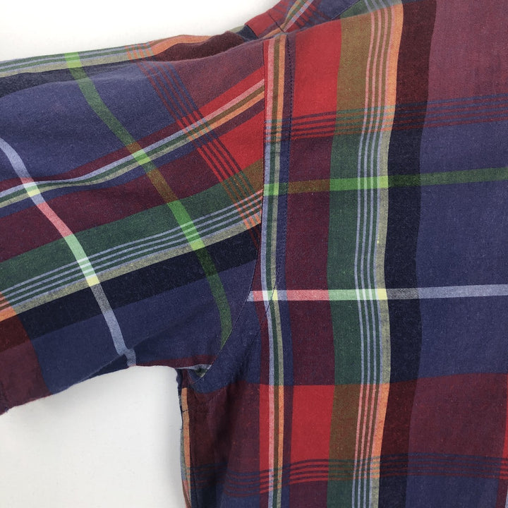 Ralph Lauren BLAKE short sleeve button down check shirt, men's size M cotton Purple type red-purple Vintage Second Hand