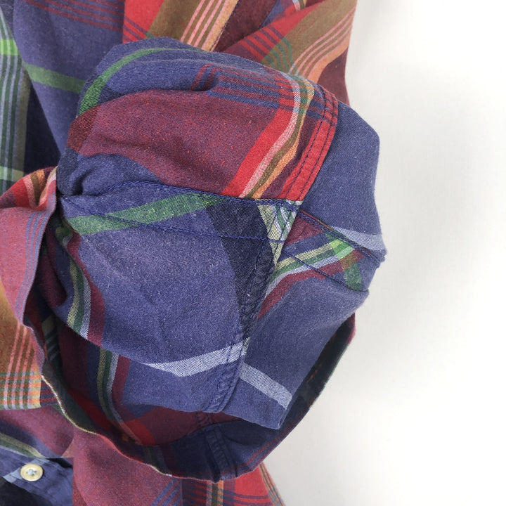 Ralph Lauren BLAKE short sleeve button down check shirt, men's size M cotton Purple type red-purple Vintage Second Hand